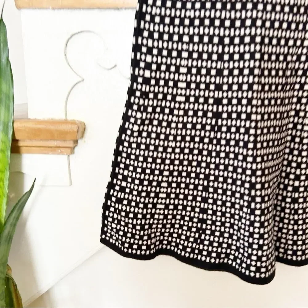 Max Edition Black White Print Cotton Blend A-Line Skirt Size Large L